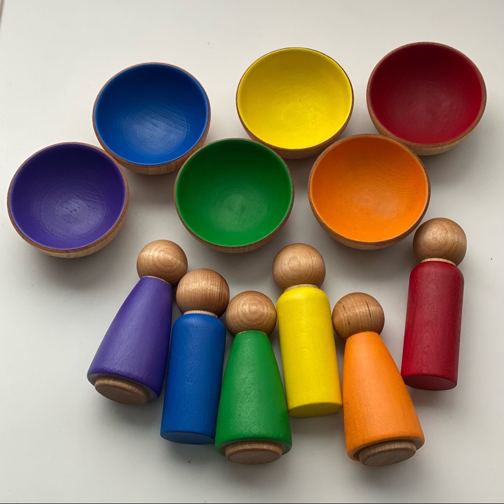 Toddler Rainbow Sensory Play, Montessori Waldorf Wooden Toys - Picture 10 of 10